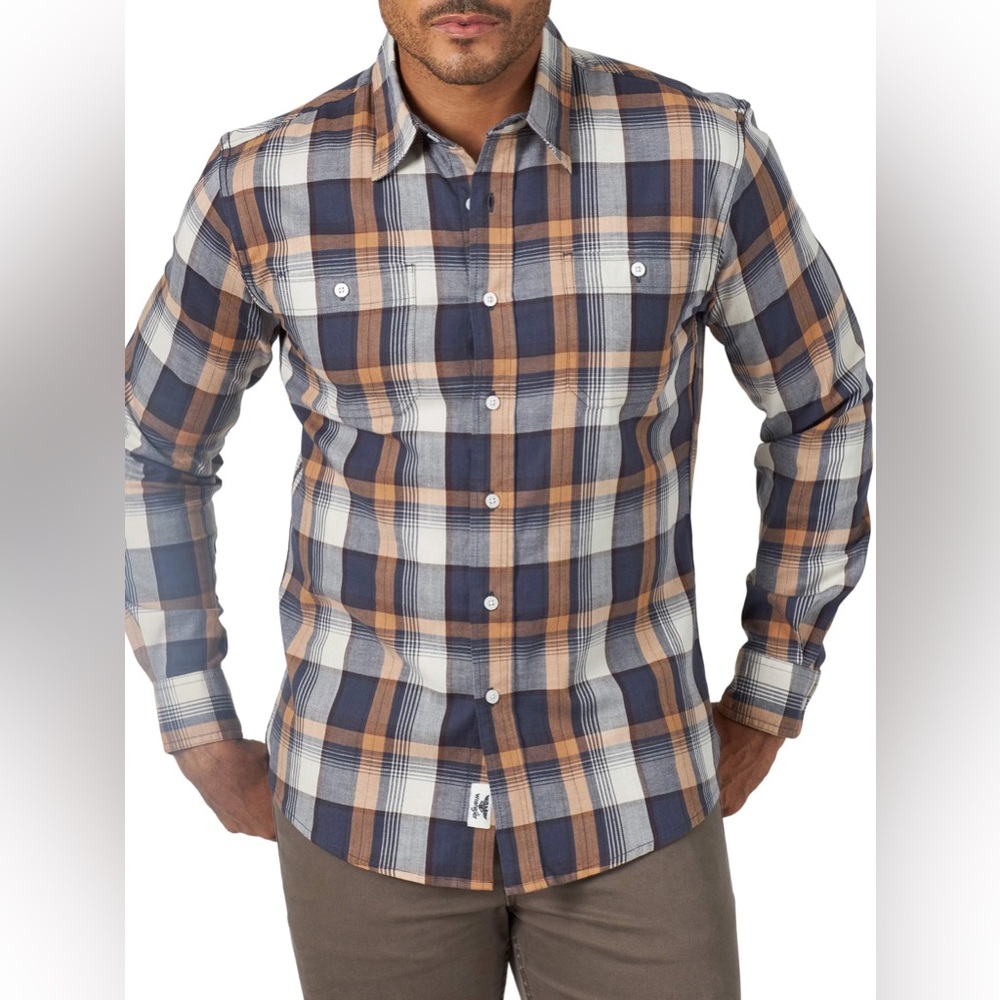Wrangler Premium Slim Fit Plaid Shirt Button Down Size Small